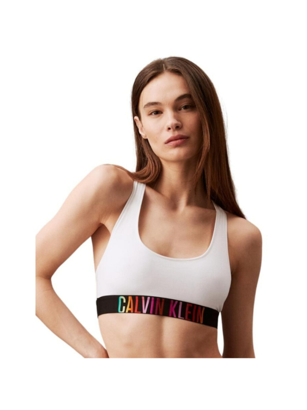 Calvin Klein Size XS White Racerback Logo Bralette / Loungewear NWT